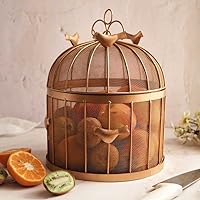 Indo Art Collection Fruit BulBul Basket with mesh (Jaali) & Lid Countertop Ideal for Storing Fruits, Vegetables | Insect...