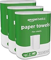 Amazon Basics 2-Ply Flex-Sheets Paper Towels, 12 Basics Rolls = 32 Regular Rolls, Everyday Value with 150 Sheets per Roll