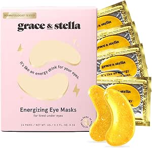 Under Eye Mask - Reduce Dark Circles, Puffy Eyes, Undereye Bags, Wrinkles - Gel Under Eye Patches, Vegan Cruelty-Free Self Care by grace and stella (24 Pairs, Gold)