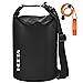 HEETA Waterproof Dry Bag for Women Men (Upgraded Version), Roll Top Lightweight Dry Storage Bag Backpack with Emergency Whistle for Travel, Swimming, Boating, Kayaking, Camping, Beach (Black, 5L)