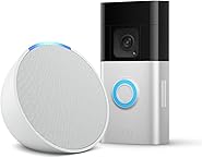 Ring Akku-Videotürklingel Plus (Battery Doorbell Plus) + Echo Pop Weiß - Smart Home-Einsteigerpaket