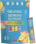 Organika Electrolytes Powder- Pink Lemonade Sachets- On the Go Hydration and Electrolyte Replenishment 3.5g x 20ct