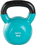 Amazon Basics Vinyl Coated Cast Iron Kettlebell, 40 Pounds, Light Blue