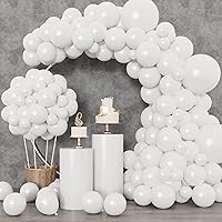 RUBFAC 129pcs White Balloons Different Sizes 18 12 10 5 Inch for Garland Arch,Party Latex Balloons for Birthday Party...