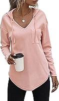 RIROW Womens Tops Long Sleeve Waffle Hoodies Drawstring Sweatshirt 2024 New S-3XL