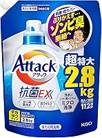 【Amazon.co.jp限定】【大容量】デカラクサイズ アタック抗菌EX 洗濯洗剤 液体 洗ってもぶりかえすゾンビ臭断絶へ! つめかえ用 2800ｇ