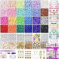 Gionlion 6000 Pcs Clay Beads for Bracelet Making, 24 Colors Flat Preppy Beads for Friendship Bracelet Kit, Polymer Clay...