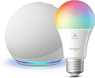 Echo Dot (5th Gen) | Glacier White with Sengled Smart Color Bulb