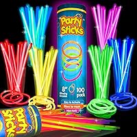 Glow Sticks Bulk Party Favors 100pk - 8" Glow in the Dark Party Supplies, Light Sticks for Neon Party Glow Necklaces and...