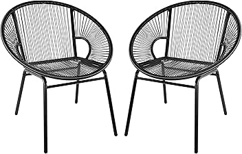 Image of Amazon Basics Outdoor All Weather PE Wicker Club Chair with Steel Frame - 2 Pack, 31.5 x 24.8 x 28.35 in, Black