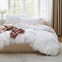 Bedsure White Duvet Cover Queen Size - Soft Prewashed Queen Duvet Cover Set, 3 Pieces, 1 Duvet Cover 90x90 Inches with...