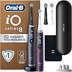 Oral-B iO Series 8 Plus Edition Doppelpack Elektrische Zahnbürste/Electric Toothbrush, PLUS 4 Aufsteckbürsten, 6 Modi für Zahnpflege, Reiseetui, Designed by Braun, black/violet