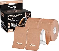 CKeep Kinesiology Tape (2 Rolls), Original Cotton Elastic Premium Athletic Tape,33 ft 40 Precut Strips in...