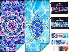 2 Pack Microfiber Oversized Lightweight Beach Towel 71"x32" XL Extra Large Thin Sand Free Towels Travel Swim Pool Yoga Gym Camping for Adults Women Men Beach Essentials Accessories Vacation Gift