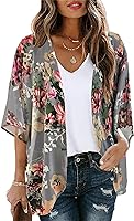CHICALLURE Womens Summer Tops Kimono Cardigan Floral Beach Cover up Casual Jackets Shirts