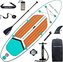 Aqua Plus 6inches Thick Inflatable SUP for All Skill Levels Stand Up Paddle Board,Paddle,Double Action Pump,ISUP Travel...