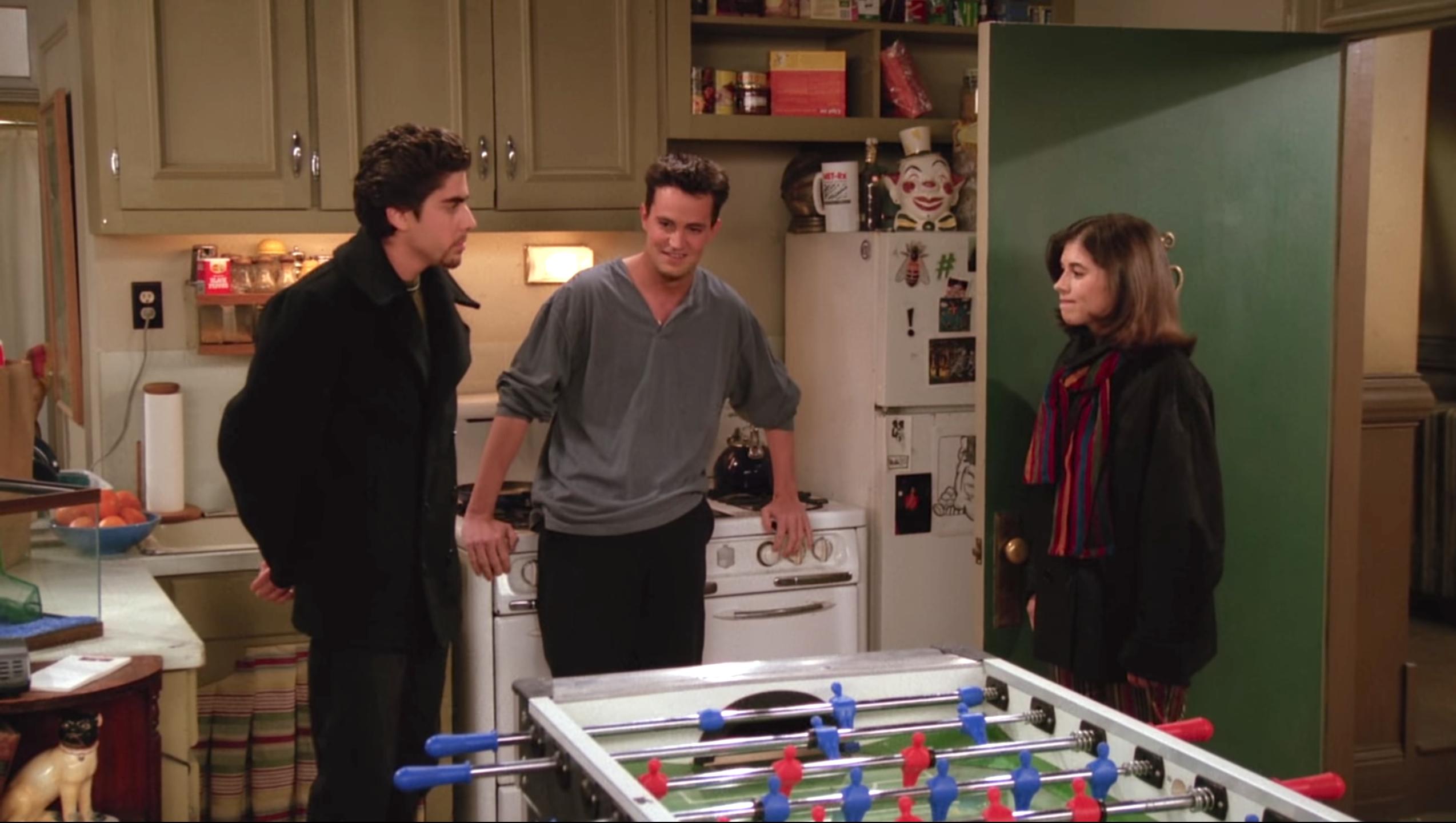 Matthew Perry, Adam Goldberg, and Mary Gallagher in Friends (1994)