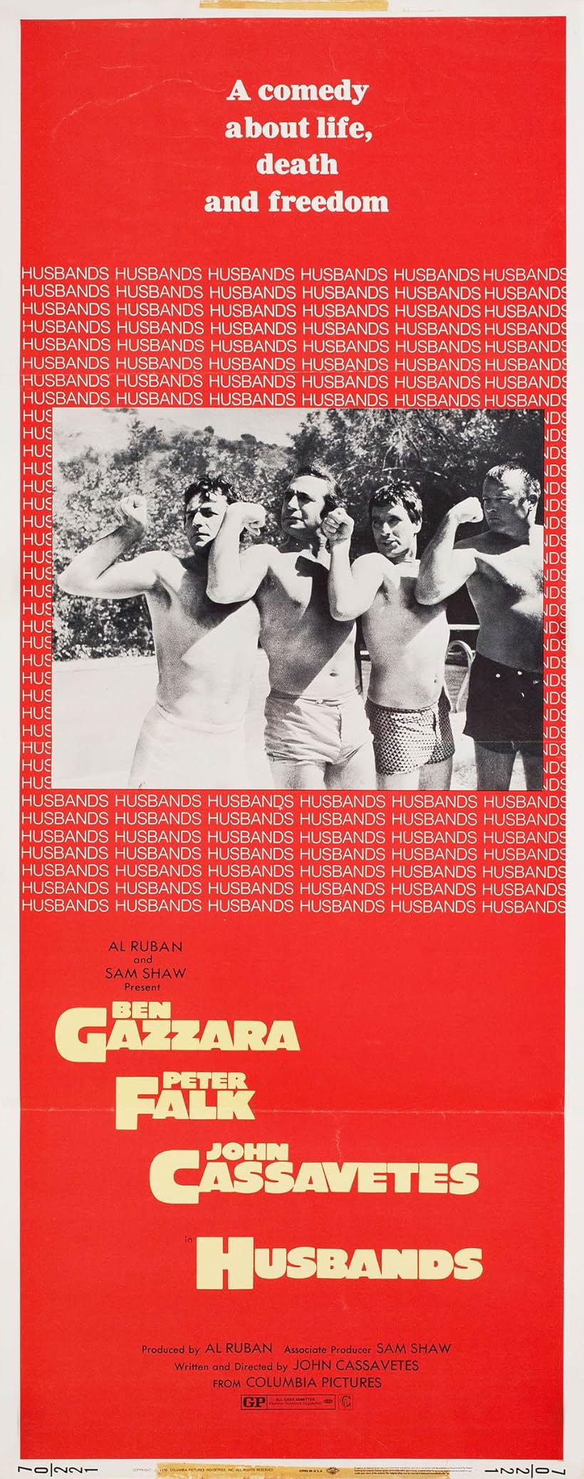 Peter Falk, John Cassavetes, and Ben Gazzara in Husbands (1970)