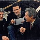 Marcello Mastroianni, Ettore Scola, and Massimo Troisi in Che ora è? (1989)