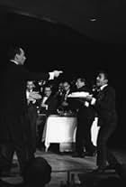 Joey Bishop, Buddy Lester and Sammy Davis Jr. performing in the Copa Room at the Sands Hotel in Las Vegas