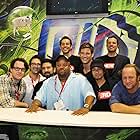 Adam Baldwin, Vik Sahay, Scott Krinsky, Sarah Lancaster, Mark Christopher Lawrence, Ryan McPartlin, Josh Schwartz, Zachary Levi, Joshua Gomez, and Chris Fedak at an event for Chuck (2007)