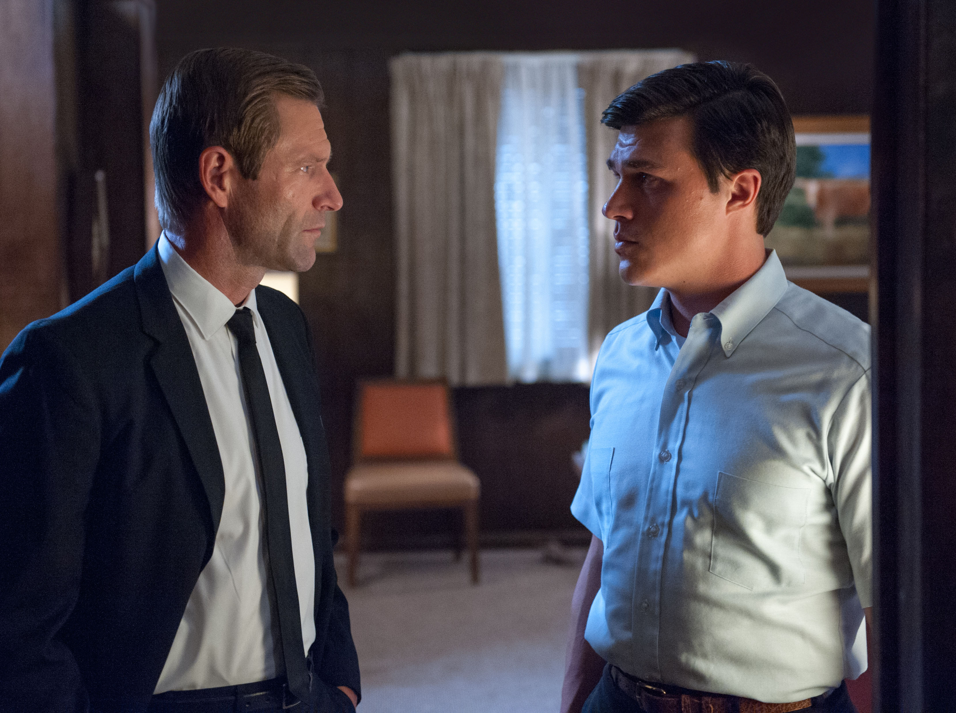 Aaron Eckhart and Finn Wittrock in My All-American (2015)