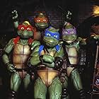 Corey Feldman, Mark Caso, David Fraser, Matt Hill, Tim Kelleher, Jim Raposa, Robbie Rist, and Brian Tochi in Teenage Mutant Ninja Turtles III (1993)