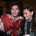 Paul Sampson and Mary Christina Brown on the set of "Night of the Templar" (2013)