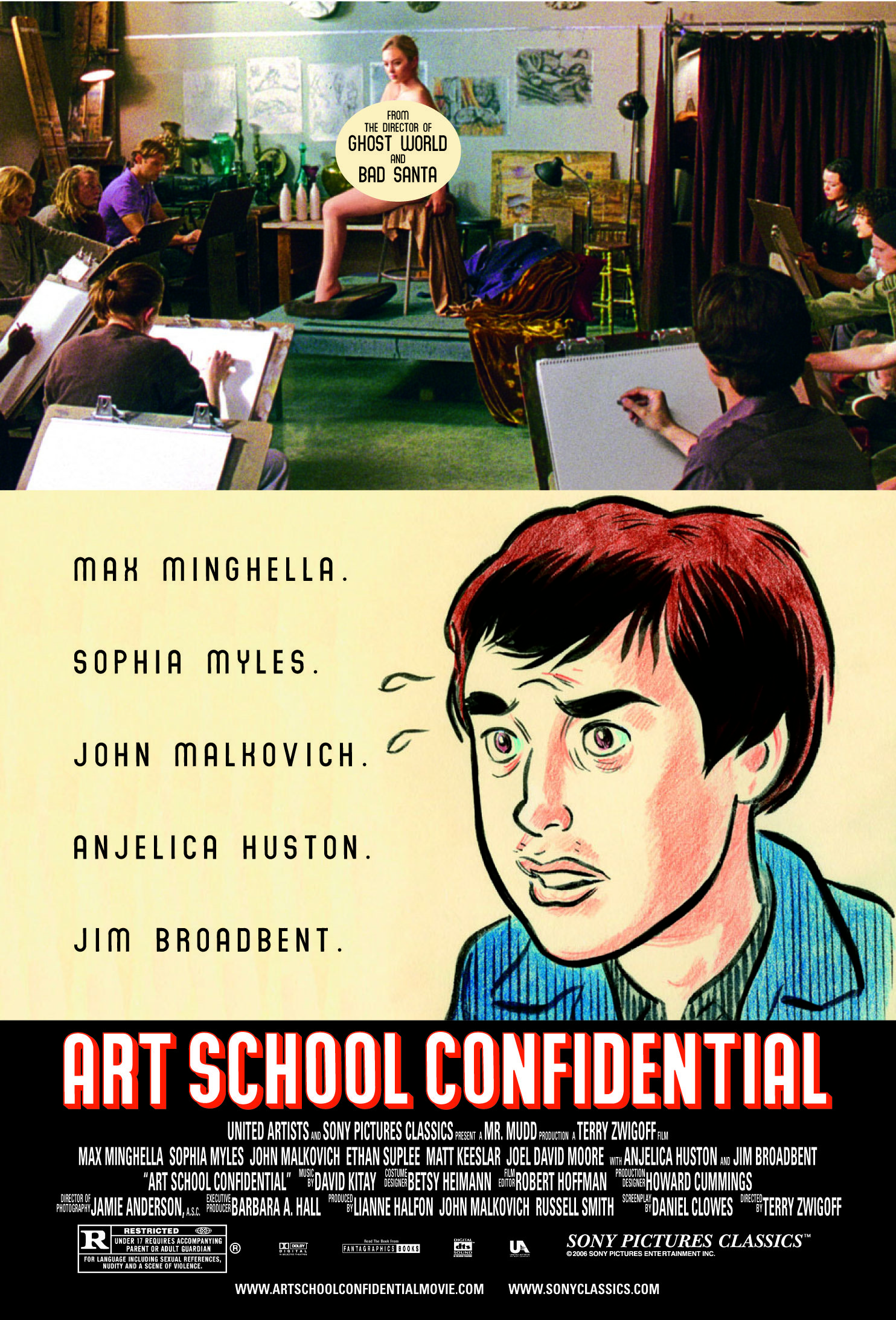 Jeanette Brox, Shelly Cole, Matt Keeslar, Sophia Myles, and Max Minghella in Art School Confidential (2006)
