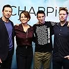 Sigourney Weaver, Neill Blomkamp, Hugh Jackman, and Sharlto Copley at an event for Chappie (2015)