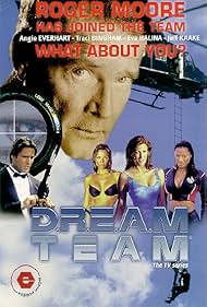 Roger Moore, Traci Bingham, Angie Everhart, Eva Halina Rich, and Jeff Kaake in The Dream Team (1999)