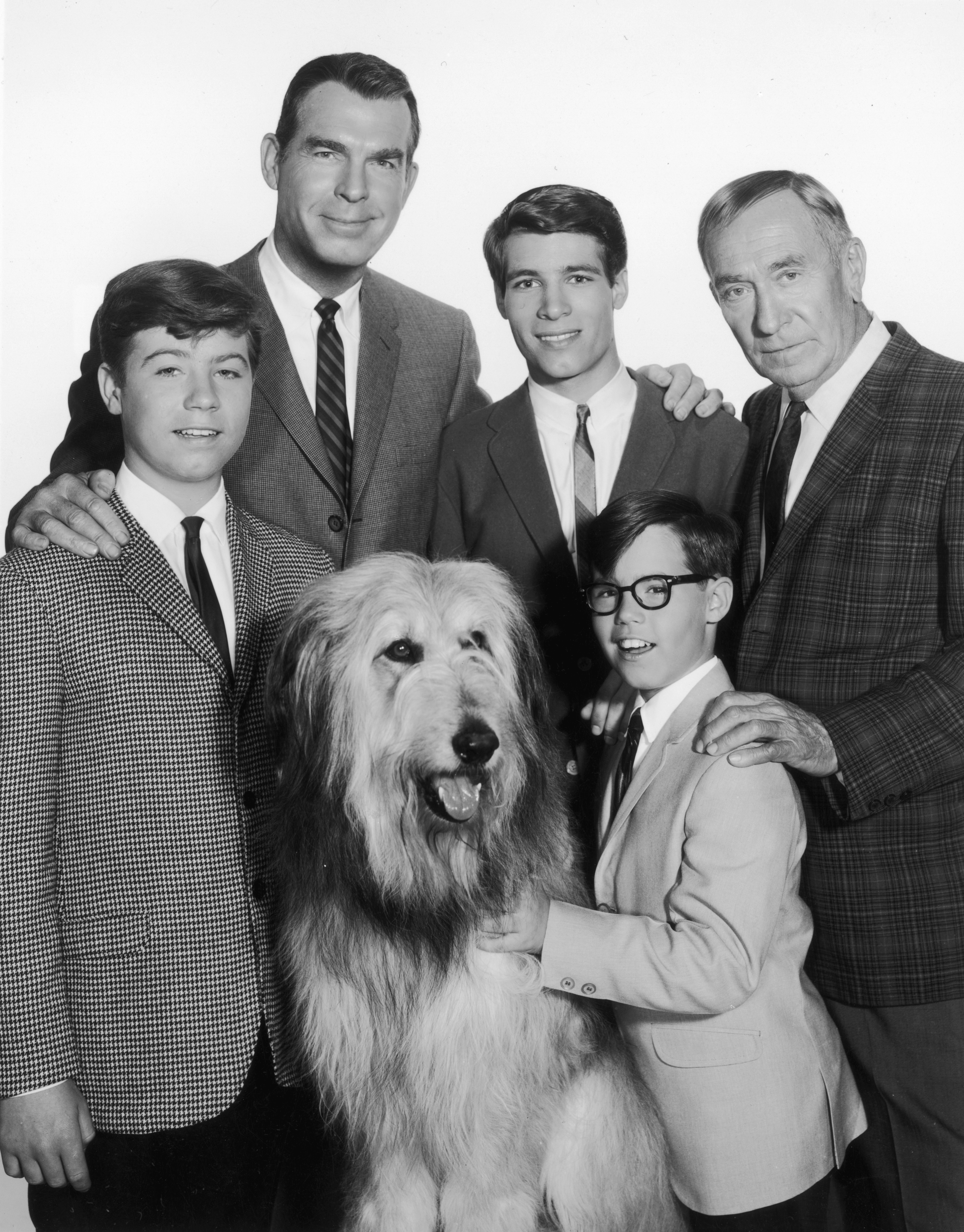 William Demarest, Don Grady, Barry Livingston, Stanley Livingston, Fred MacMurray, and Tramp in My Three Sons (1960)