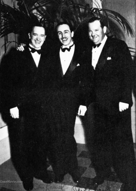 Walt Disney, Oliver Hardy, and Stan Laurel