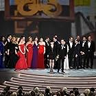 Tony Shalhoub, Daniel Palladino, Amy Sherman-Palladino, and Rachel Brosnahan at an event for The 70th Primetime Emmy Awards (2018)