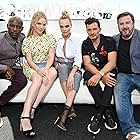 Orlando Bloom, David Gyasi, Tamzin Merchant, Travis Beacham, and Cara Delevingne at an event for Carnival Row (2019)