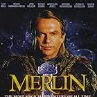 John Gielgud, Helena Bonham Carter, Rutger Hauer, Sam Neill, Isabella Rossellini, Miranda Richardson, and Martin Short in Merlin (1998)