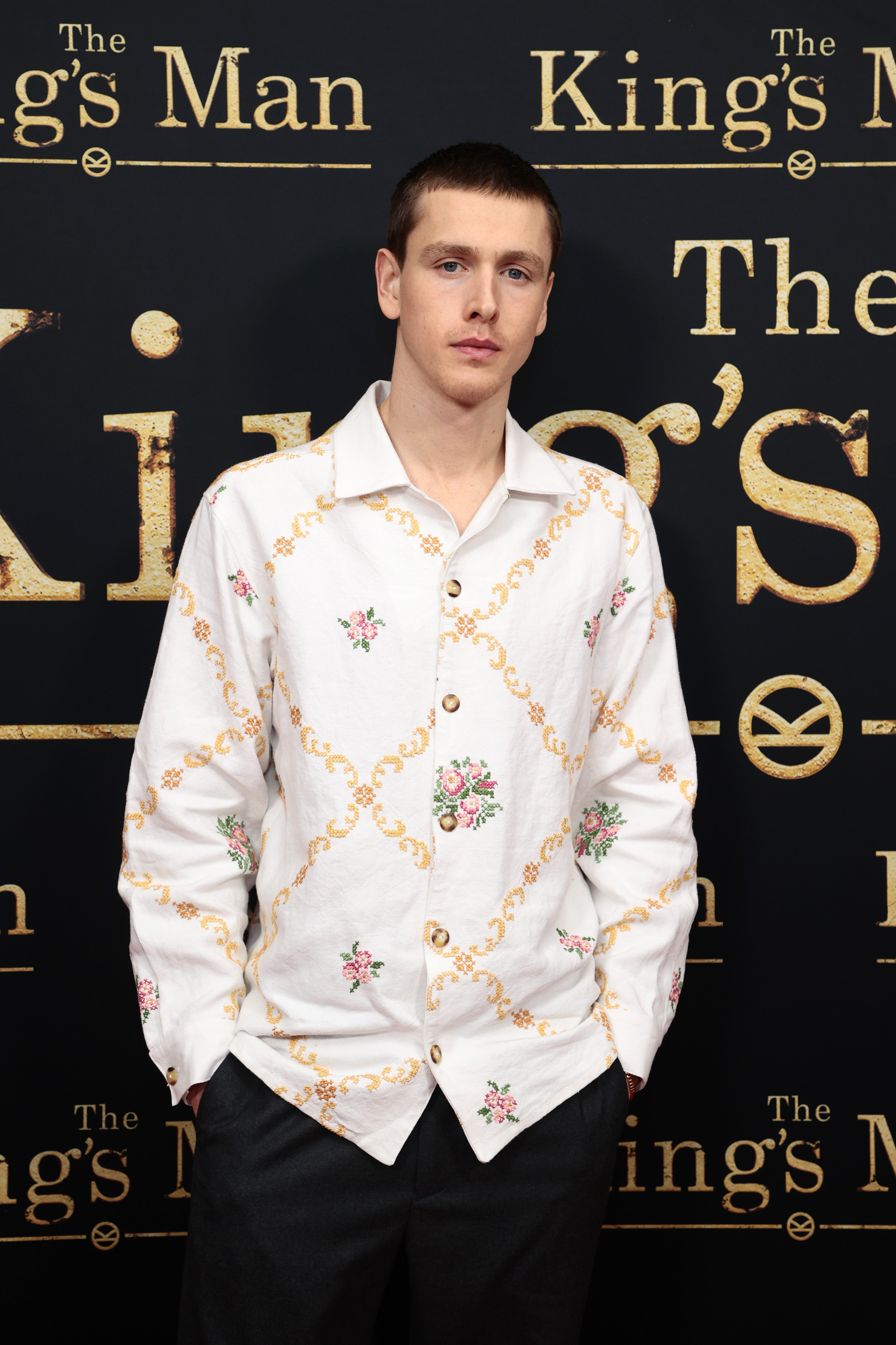 Harris Dickinson at an event for The King (2019)