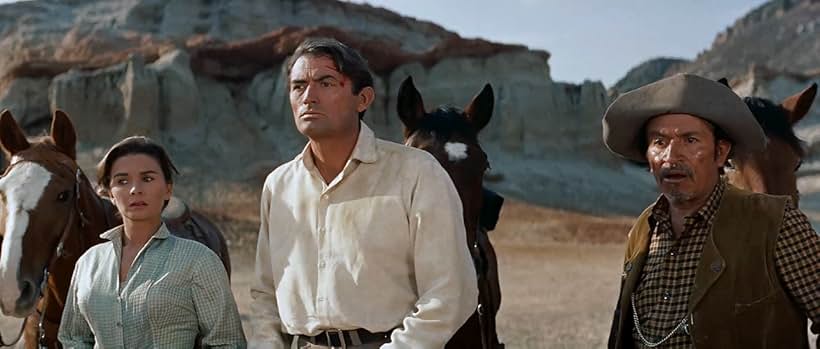 Gregory Peck, Jean Simmons, and Alfonso Bedoya in The Big Country (1958)