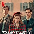 Gillian Jacobs, Cory Michael Smith, and Lucas Englander in Transatlantic (2023)