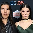 Actress Amber Midthunder and her father David Midthunder arrive for the Premiere Of FX's 'Legion' held at Pacific Design Center on January 26, 2017 in West Hollywood, California.
