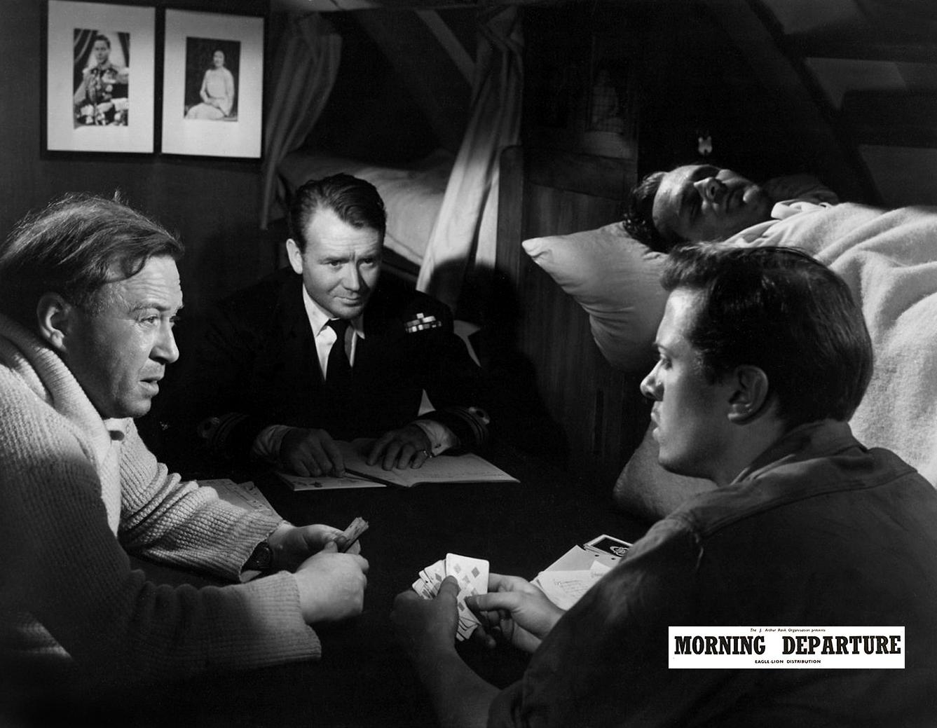 Richard Attenborough, James Hayter, John Mills, and Nigel Patrick in Operation Disaster (1950)