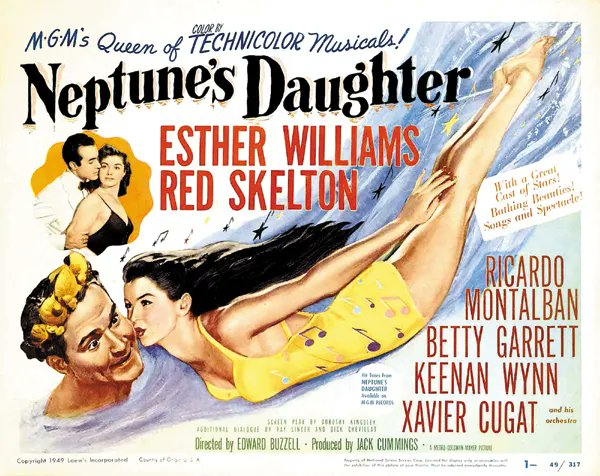 Ricardo Montalban, Red Skelton, and Esther Williams in Neptune's Daughter (1949)