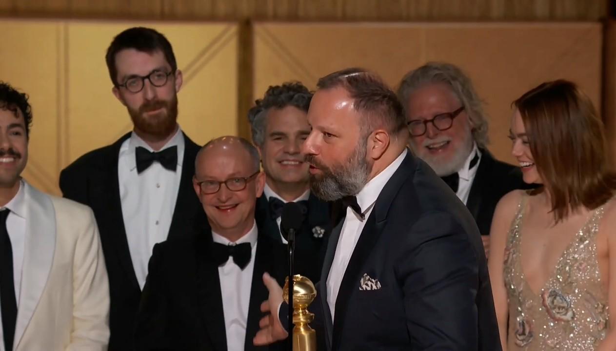 Yorgos Lanthimos, Mark Ruffalo, and Emma Stone in 81st Golden Globe Awards (2024)