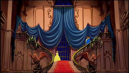 Belle, whose father is imprisoned by the Beast, offers herself instead and discovers her captor to be an enchanted prince. 