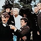 Michael Caine, Dudley Moore, Peter Cook, Irene Handl, John Mills, Nanette Newman, Ralph Richardson, and John Tatham in The Wrong Box (1966)