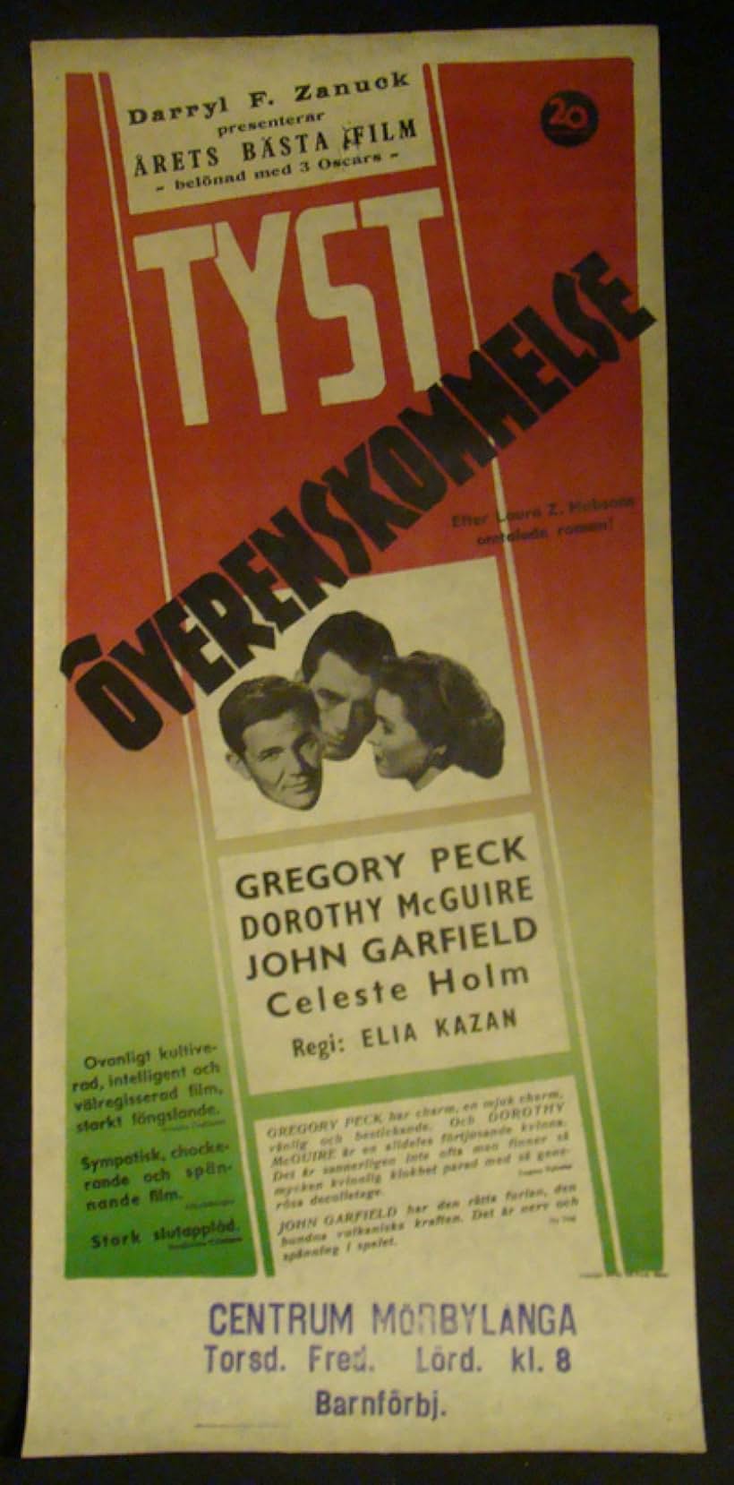 Gregory Peck, John Garfield, and Dorothy McGuire in Gentleman's Agreement (1947)