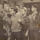 Benny Bartlett, William 'Billy' Benedict, Dick Chandlee, Leo Gorcey, Huntz Hall, Ernest Morrison, Bobby Jordan, Eddie Mills, and Rick Vallin in Clancy Street Boys (1943)