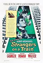 Farley Granger, Ruth Roman, and Robert Walker in Strangers on a Train (1951)