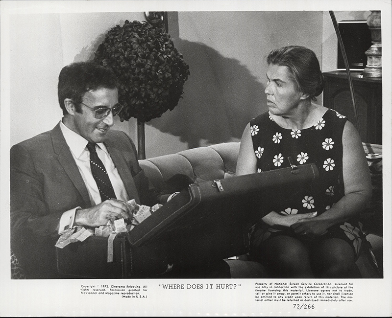 Peter Sellers and Kathleen Freeman in Where Does It Hurt? (1972)