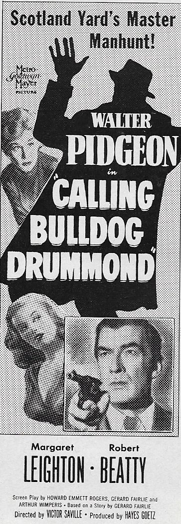 Peggy Evans, Margaret Leighton, and Walter Pidgeon in Calling Bulldog Drummond (1951)